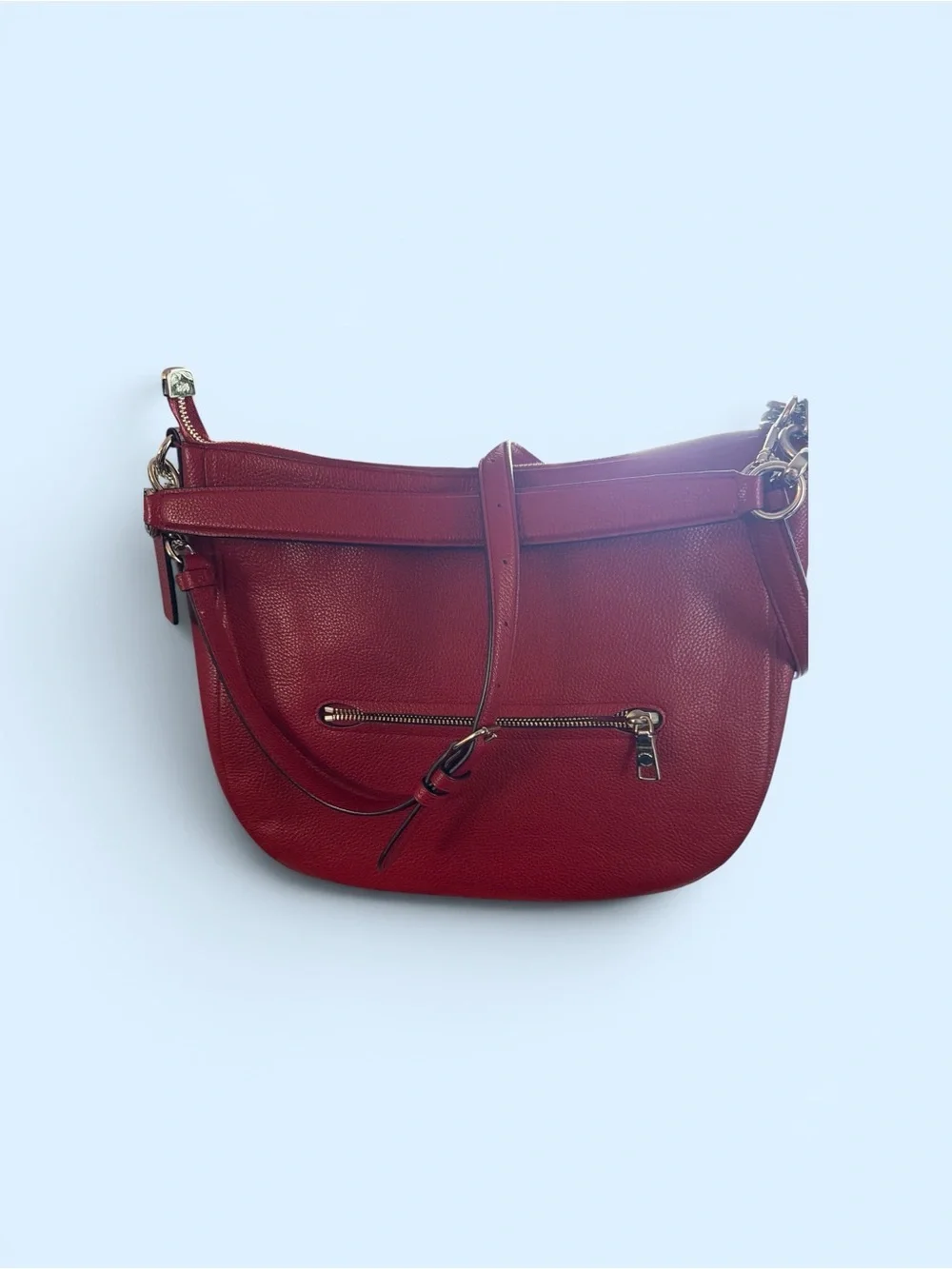 Coach Red Pebble Leather Shoulder Hobo